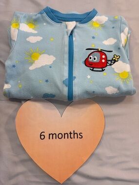 Tuffy Blue Baby Onesie with Helicopter and Cloud Design